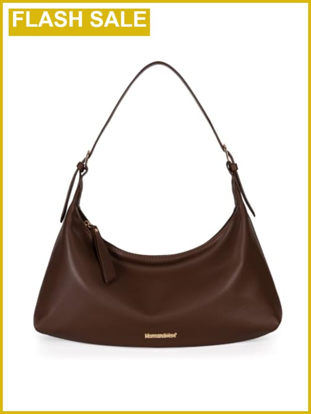 Crescent Hobo Shoulder Bag Vegan Leather Medium Adjustable Strap